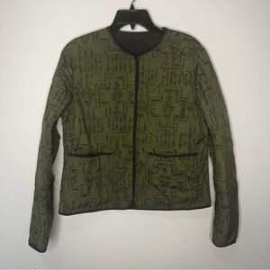 Pendleton Reversible Lightweight Jacket Women Medium Olive Green Black Snap